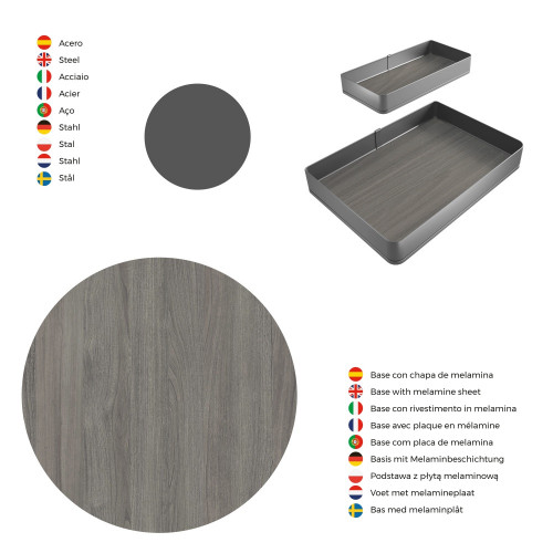 Accessoire extractible Harmony pour meuble de cuisine -  Droite -  Acier et Bois -  Gris anthracite - EMUCA