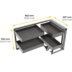 Accessoire extractible Harmony pour meuble de cuisine - Droite - Acier et Bois - Gris anthracite - EMUCA
