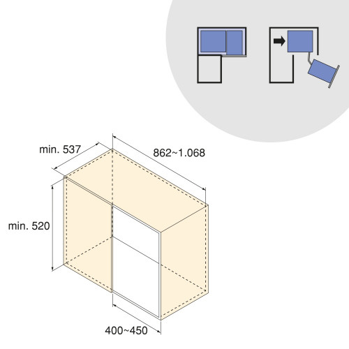 Accessoire extractible Harmony pour meuble de cuisine -  Droite -  Acier et Bois -  Gris anthracite - EMUCA