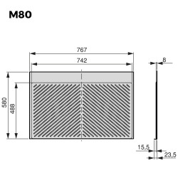 Protecteurs fond pour la cuisine Sink - M80 - 767x580mm - épaisseur de la planchet 16mm - découpable - Plastique - Gris an - EMUCA