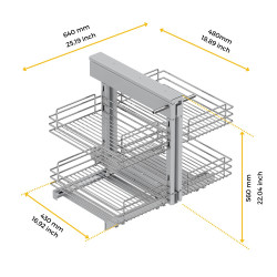 Système d'angle extractible pour meuble de cuisine Suprastar -  acier -  chrome - EMUCA