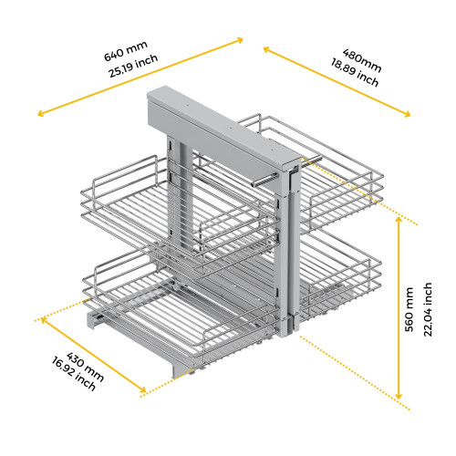 Système d'angle extractible pour meuble de cuisine Suprastar -  acier -  chrome - EMUCA