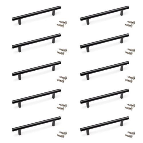 Lot de 10 poignées pour meubles Orlando -  L188mm -  entraxe 128mm -  Acier -  Peint en noir - EMUCA