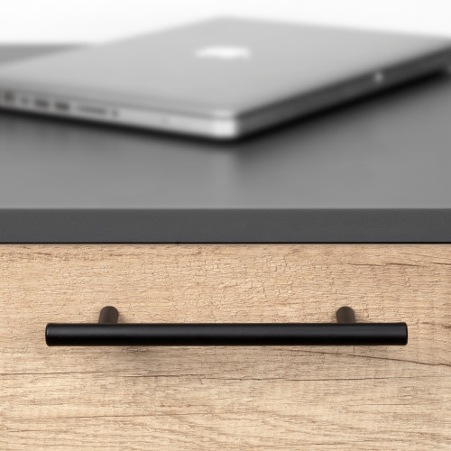 Lot de 10 poignées pour meubles Orlando -  L210mm -  entraxe 160mm -  Acier -  Peint en noir - EMUCA