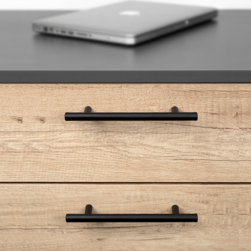 Lot de 10 poignées pour meubles Orlando -  L210mm -  entraxe 160mm -  Acier -  Peint en noir - EMUCA