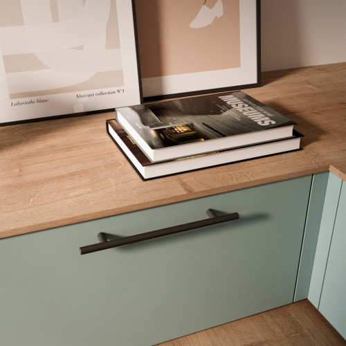 Lot de 10 poignées pour meubles Orlando -  L210mm -  entraxe 160mm -  Acier -  Peint en noir - EMUCA