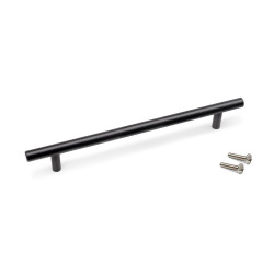 Lot de 10 poignées pour meubles Orlando -  L336mm -  entraxe 256mm -  Acier -  Peint en noir - EMUCA