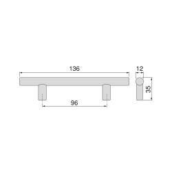 Lot de 10 poignées pour meubles Orlando -  L136mm -  entraxe 96mm -  Acier -  Peint en noir - EMUCA