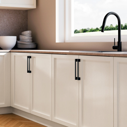 Lot de 5 poignées pour meubles Montréal -  L192mm -  entraxe 160mm -  Zamak -  Peint en noir - EMUCA