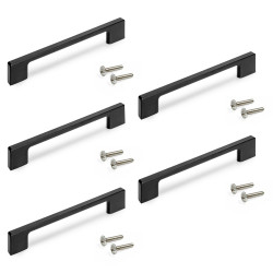 Lot de 5 poignées pour meubles Montréal -  L160mm -  entraxe 128mm -  Zamak -  Peint en noir de marque EMUCA, référence: B9359500