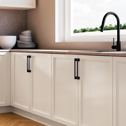 Lot de 5 poignées pour meubles Montréal -  L160mm -  entraxe 128mm -  Zamak -  Peint en noir - EMUCA