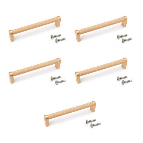 Lot de 5 poignées pour meubles Bergen -  L141mm -  entraxe 128mm -  Aluminium  -  peint en or - EMUCA