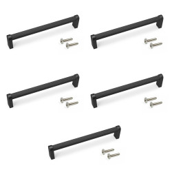 Lot de 5 poignées pour meubles Bergen - L173mm - entraxe 160mm - Aluminium - Peint en noir - EMUCA