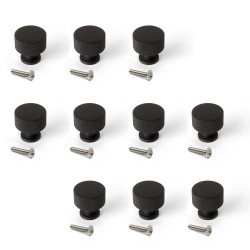 Lot de 10 boutons pour meubles Argos -  diamètre 30mm -  Aluminium -  Peint en noir de marque EMUCA, référence: B9360400
