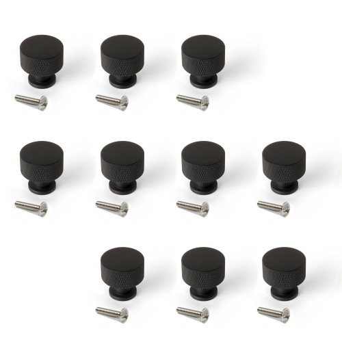 Lot de 10 boutons pour meubles Argos -  diamètre 30mm -  Aluminium -  Peint en noir - EMUCA