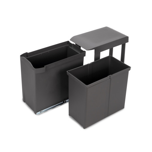 Poubelles de recyclage pour la cuisine -  1 x 30L -  fixation inférieure et extraction automatique -  Acier et Plastique -  Gris - EMUCA