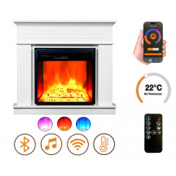Cheminée électrique – Alegre – 1800 W – Effet flamme réaliste – Chauffage 17 à 27 °C – Bluetooth & Wi-Fi de marque DLC Home, référence: B9084800