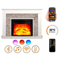 Cheminée électrique – Seraton – 1800 W – Effet flamme réaliste – Chauffage 17 à 27 °C – Bluetooth & Wi-Fi de marque DLC Home, référence: B9085200