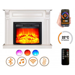 Cheminée électrique - Mykonos - 1800 W avec effet flamme réaliste, chauffage 17 à 27 °C Bluetooth Wi-Fi de marque DLC Home, référence: B9085400