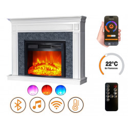 Cheminée électrique - Morella - 1800 W avec effet flamme réaliste, chauffage 17 à 27 °C - Bluetooth Wi-Fi de marque DLC Home, référence: B9085600