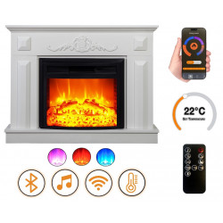Cheminée électrique - Puglia - 1800 W avec effet flamme réaliste, chauffage 17 à 27 °C - Bluetooth Wi-Fi de marque DLC Home, référence: B9085800