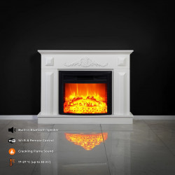 Cheminée électrique - Puglia - 1800 W avec effet flamme réaliste, chauffage 17 à 27 °C - Bluetooth Wi-Fi - DLC Home