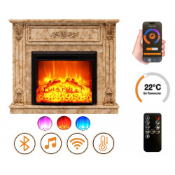 Cheminée électrique - Rosmarin - 1800 W avec effet flamme réaliste, chauffage 17 à 27 °C - Bluetooth Wi-Fi de marque DLC Home, référence: B9085900