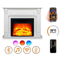 Cheminée électrique - Modena - 1800 W avec effet flamme réaliste, chauffage 17 à 27 °C - Bluetooth Wi-Fi de marque DLC Home, référence: B9086000