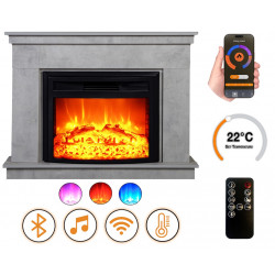 Cheminée électrique - Lembongan - 1800 W avec effet flamme réaliste, chauffage 17 à 27 °C - Bluetooth Wi-Fi de marque DLC Home, référence: B9086600
