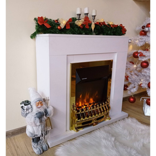 Cheminée électrique sur pied – Agnes blanc & Galileo Gold – 2000 W – flamme orange – style classique - ArtFlame