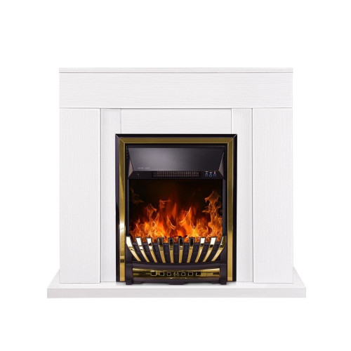 Cheminée électrique sur pied – Agnes blanc & Meridian – 2000 W – flamme LED orange – style classique - ArtFlame