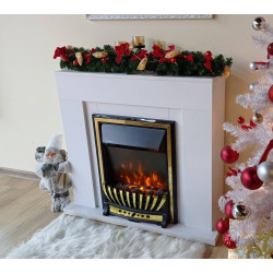 Cheminée électrique sur pied – Agnes blanc & Meridian – 2000 W – flamme LED orange – style classique - ArtFlame