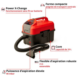 Aspirateur eaux et poussières sans fil  TE-VC 18/10 - sans batterie RECONDITIONNE - EINHELL 