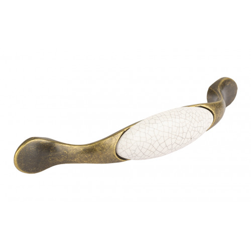 Poignée de meuble Gipa 96 doré ancien/porcel. craquelé + vis - Sans marque