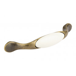 Poignée de meuble Gipa 96 doré vintage/porcelaine blanc + vis de marque Sans marque, référence: B9365800