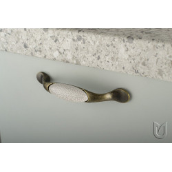 Poignée de meuble Gipa 96 doré vintage/porcelaine blanc + vis - Sans marque