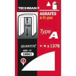 Agrafes 6 mm - type A de marque TECHMAN, référence: B1476700