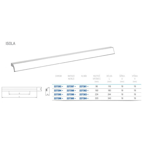 Poignée de meuble Isola 160 imitation inox - Sans marque
