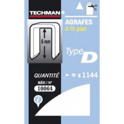 Agrafes 6 mm - type D de marque TECHMAN, référence: B1477100