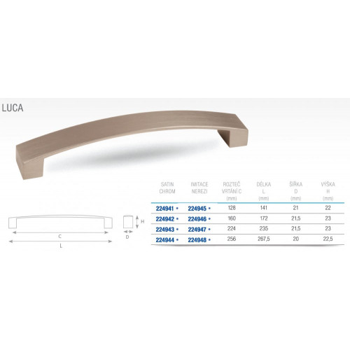 Poignée de meuble Luca 160 chrome mat + vis - Sans marque