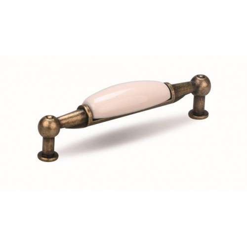 Poignée de meuble Sara 96 or étoilé/blanc porcelaine + vis - Sans marque