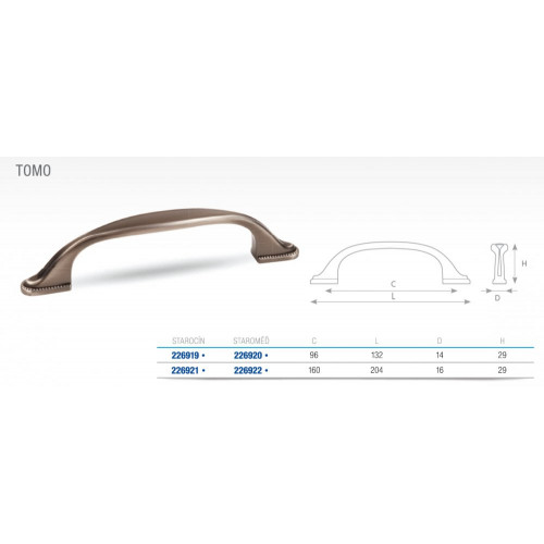 Poignée de meuble Tomo 96 vieux cuivre - Sans marque