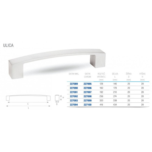 Poignée de meuble Ulica UU24 128 imitation inox - Sans marque