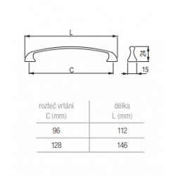 Poignée de meuble Uroso 128 nickel mat + vis - Sans marque