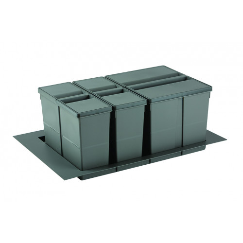 Trieur à déchets 9XL Systeme 800mm 1x26l+2x11l gris - Sans marque