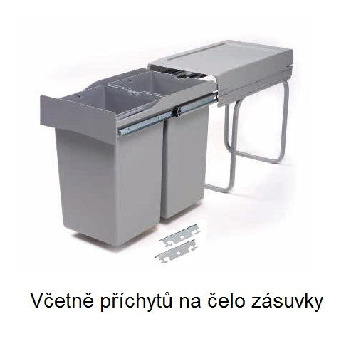 Trieur à déchets Linea 222DM pour porte 300mm 2x14l - Sans marque