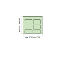 Trieur à déchets Sistema 901 600mm 1x16l+2x7,5l - Sans marque