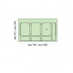 Trieur à déchets Sistema 902/3 900mm 3x16l - Sans marque