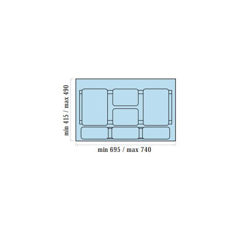 Trieur à déchets Sistema 938 800mm 2x16l+2x7,5l - Sans marque