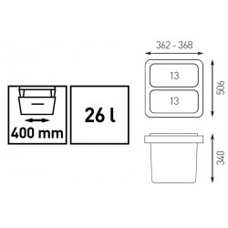 Trieur à déchets complet 2x13l - Sans marque